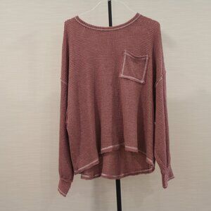 She + Sky Rose Thermal Style Shirt, light weight, Size 1XL, Left Breast Pocket